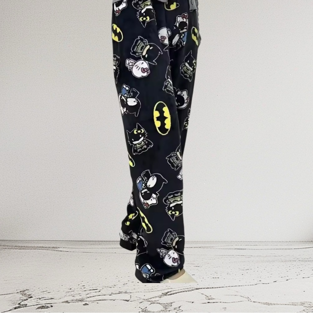 Hello Kitty x Batman Womens Lounge Pants Fleece Pajama Bottoms Comfy Long Pants